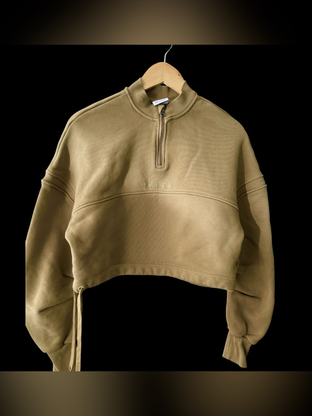 Gymshark Women’s Small Cropped Quarter Zip Sweatshirt Olive Brown Pullover